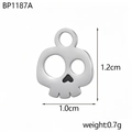 Polished stainless steel skeleton skull pendant with heart nose for Halloween jewelry - Heart Nose Skull Style (BP1187A)