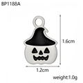 Detail of Halloween pumpkin witch hat pendant with dimensions 1.2cm x 1.6cm and black enamel - Pumpkin Hat Silver Style (BP1188A)