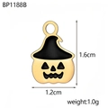Macro shot of Halloween pumpkin wizard pendant showing 1.6cm height and metal texture - Pumpkin Hat Gold Style (BP1188B)