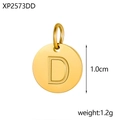 Golden stainless steel letter D charm pendant with polished finish for DIY jewelry - Gold D