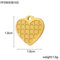 Detailed view of a gold heart charm with grid pattern and 1.0cm size measurement - Heart Grid Pattern Style (FP39693B1K0)