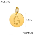 Polished gold stainless steel alphabet pendant letter G with 1.0cm diameter - Letter G Pendant / Gold