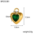 Pendentif cœur doré avec zircone verte pour la fabrication de bijoux DIY - Cœur en Pierre Verte (BP2553B1)
