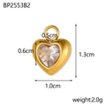 Pendentif cœur doré avec zircon clair pour colliers et bracelets DIY - Cœur Look Diamant Transparent (BP2553B2)