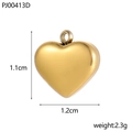 Polished heart shaped pendant charm in gold finish for DIY jewelry with size details - Gold Polished Simple Heart Style (PJ00413D)