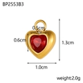 Pendentif cœur doré avec zircone rouge et dimensions pour création de bijoux DIY - Cœur en Pierre Rouge (BP2553B3)