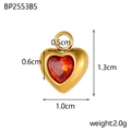 Pendentif cœur doré avec zircon rouge et dimensions précises 1,3 cm x 1,0 cm - Cœur en Pierre Taillée Rouge (BP2553B5)