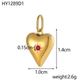 Détail du pendentif cœur plaqué or 18K avec cristal rouge serti et dimensions exactes - Cœur Étoilé Rubis Rond (HY1289D1)