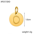 Golden stainless steel round pendant with engraved letter O for DIY jewelry making - Letter O Pendant / Gold