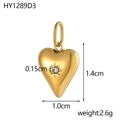 Pendentif cœur en acier inoxydable doré 18 carats avec diamant serti étoile - Cœur Petit Foret Base Étoile (HY1289D3)