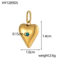 Pendentif cœur doré avec zircon bleu et gravure d'étoile pour bijoux DIY - Cœur Étoilé Octogonal Bleu (HY1289D5)