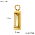 Rectangular yellow zircon pendant with gold plated frame, 1.2cm height and 0.6g weight - Yellow Style (BP2374B1)