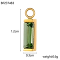 Gold-plated stainless steel rectangular pendant with emerald green cubic zirconia - Emerald Green Style (BP2374B3)
