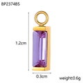 Purple rectangular zircon geometry pendant with gold plated base for DIY earrings - Purple Style (BP2374B5)