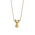Dettaglio del ciondolo a lettera Y a palloncino in oro lucido su collana a maglia veneziana - Lettera Y