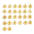26 gold stainless steel hollow alphabet round pendants for DIY jewelry making - A-Z Full Alphabet Style (Gold)