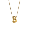 Collana con pendente a lettera B a bolla dorata lucida e catena box elegante - Lettera B
