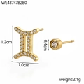 Vue détaillée des boucles d'oreilles Gémeaux avec dimensions 1.2cm et poids de 2.1g - Style Gémeaux (WE43747B2B0)