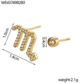 Vue détaillée de boucles d'oreilles constellation dorées avec dimensions et poids - Style Scorpion (WE43749B2B0)