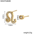 Détails des boucles d'oreilles signe Lion avec dimensions de 1.0cm et poids de 2.0g - Style Lion (WE43754B2B0)