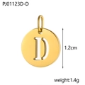 Ciondolo tondo da 1,2 cm in acciaio dorato lucido con design della lettera D - Lettera Vuota-D (Colore Acciaio)