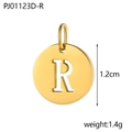 Pendente tondo dorato in acciaio inossidabile con lettera R argento traforata - Lettera Vuota-R (Colore Acciaio)