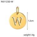 Ciondolo tondo in acciaio inossidabile dorato 1,2 cm con lettera W traforata - Lettera Vuota-W (Colore Acciaio)
