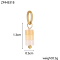 Natural stone cylindrical pendant in gold finish for jewelry making 1.3cm height - Light Yellow Style (ZP44831B)