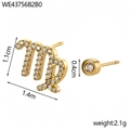 Boucles d'oreilles signe Vierge dorées avec cristaux et dimensions détaillées - Style Vierge (WE43756B2B0)