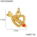 Colgante corazón de Cupido dorado con grabado LOVE y piedra roja, tamaño 1,1 cm por 1,7 cm - Circonia Roja (AP35103D4W0)
