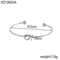 Polished stainless steel knot open bangle for women with heart design and measurements - Open Knot Bangle (XZ10605A) / Silver