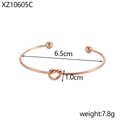 Polished rose gold stainless steel open knot bangle for women with heart-shaped knot design - Open Knot Bangle (XZ10605C) / Rose Gold
