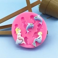 Pink silicone ocean mold set with mermaid and dolphin shapes for DIY cake decorating - Mermaid and Dolphin Pattern
