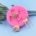Molde de silicona rosa con formas de oveja cerdo y caballo para repostería DIY - Estilo Animal Rosa (QH2988)