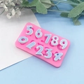 Molde de silicona rosa números 0-9 para tartas y chocolate con muestras terminadas en azul - Estilo de Número 0-9 (QH6464)