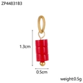 Ciondolo cilindrico in pietra rossa con anello dorato e altezza di 1,3 cm - Stile Rosso (ZP44831B3)