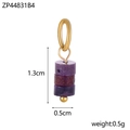 Ciondolo a cilindro in pietra naturale viola con metallo dorato alto circa 1,3 cm - Stile Viola (ZP44831B4)