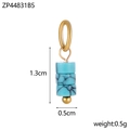 Pendente dorato con tre perle cilindriche in turchese blu sovrapposte e dettagli in oro - Stile Blu Turchese (ZP44831B5)
