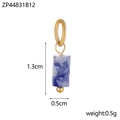 Ciondolo cilindrico in pietra naturale blu con finitura dorata e lunghezza 1,3 cm - Stile Texture Blu Bianco (ZP44831B12)
