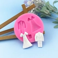 Stampo in silicone rosa per dolci o saponi fai-da-te con forme di abito e completo - Stile Abito e Vestito da Sposa (QH2921)