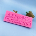 Rosa Silikonform mit Merry Christmas Schriftzug für Fondant Schokolade Backen - Rosa