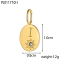 Detailansicht eines 14K vergoldeten ovalen Anhängers mit Buchstabe I und Zirkon-Stern-Design - Buchstabe I