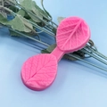 Pink silicone rose leaf mold with realistic veins for fondant and baking cake decorating - Rose Leaf Style (QH3174) / Pink