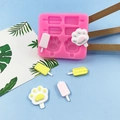 Roze siliconen DIY kattenpoot ijsvorm met stokjes voor cakes en chocolaatjes - Roze kattenpoot ijsvorm