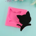 Rosa Silikonform mit schwarzer Katzenform für DIY Tortendeko und Harzhandwerk - Katzenform / Rosa