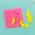 Molde de silicona rosa para alas de ángel y formas de corazón para manualidades y pasteles - Alas de Corazón de Ángel / Rosa