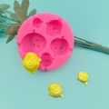 Siliconen mal voor babyclowngezichtjes voor fondanttaarten en chocolade-ambachten - Roze Schijf - 5 Gaten Baby Gezicht Stijl
