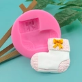 Siliconen baby sok mal voor DIY fondant taart decoratie met gebreide textuur details - Roze Kerstsok Stijl