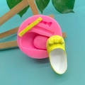 Pink silicone mold for baby shoes with bow tie design for DIY cake and fondant crafting - Pink Round Mold (QH2399)