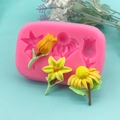 Molde de silicona rosa con formas de tulipán y girasol para decoración de pasteles y fondant - Molde de Silicona Forma Floral / Rosa